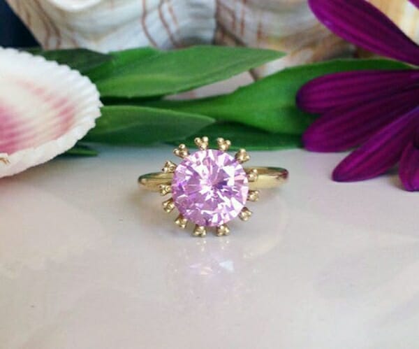 Кольцо с розовым кварцем