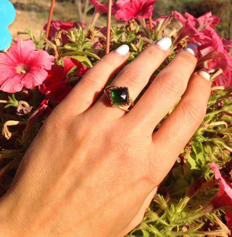טבעת טורמלין ירוק