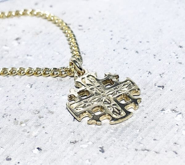 Luxurious 14K Gold Jerusalem Cross Necklace with Ruby Corundum, Diamonds,  and White Enamel – bluewhiteshop